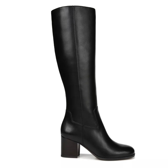 Franco Sarto Shoes - Franco Sarto Anberlin Black Leather Block Heel Knee-High Boot Size 5